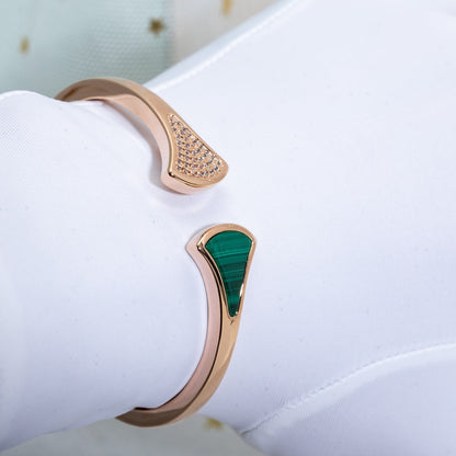 [Panda Jewelry]DREAM BRACELET OPEN MALACHITE PINK GOLD