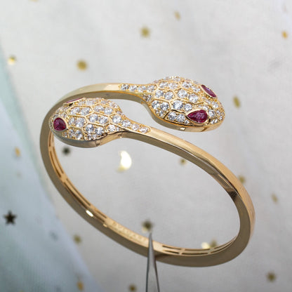 [Panda Jewelry]SERPENTI BRACELET PINK GOLD DIAMOND DOUBLE SNAKE
