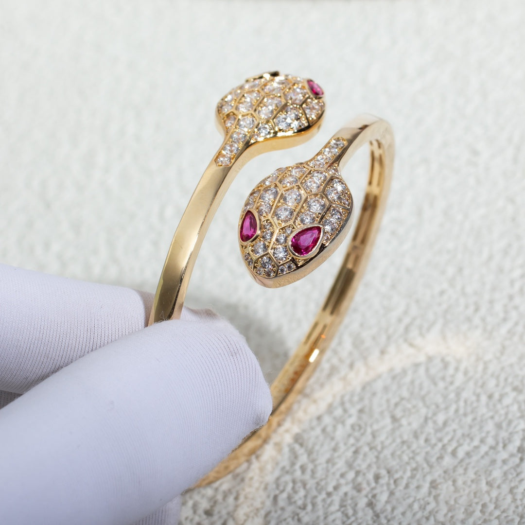 [Panda Jewelry]SERPENTI BRACELET PINK GOLD DIAMOND DOUBLE SNAKE