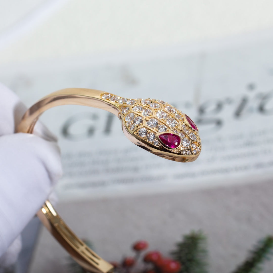 [Panda Jewelry]SERPENTI BRACELET PINK GOLD DIAMOND DOUBLE SNAKE