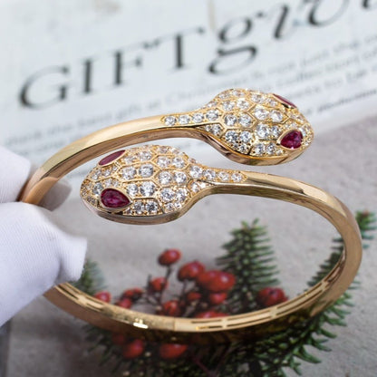 [Panda Jewelry]SERPENTI BRACELET PINK GOLD DIAMOND DOUBLE SNAKE