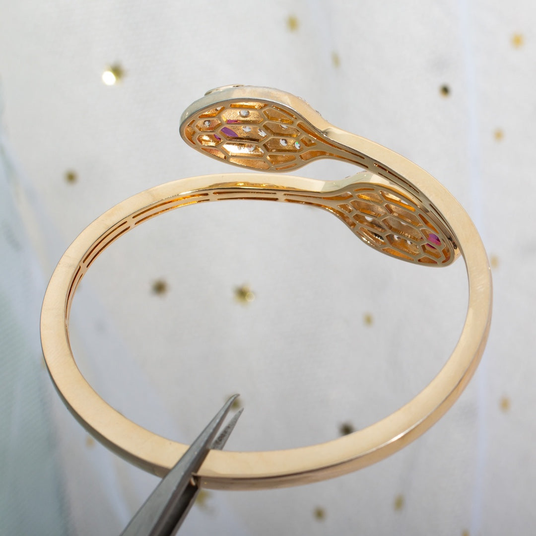 [Panda Jewelry]SERPENTI BRACELET PINK GOLD DIAMOND DOUBLE SNAKE
