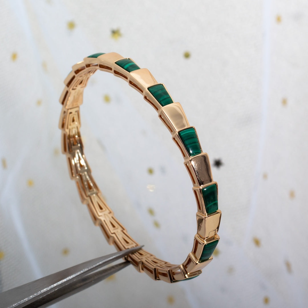 [Panda Jewelry]SERPENTI BRACELET PINK GOLD MALACHITE