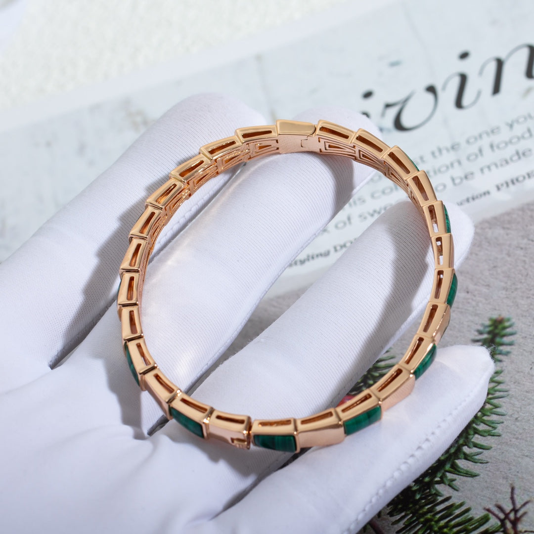 [Panda Jewelry]SERPENTI BRACELET PINK GOLD MALACHITE
