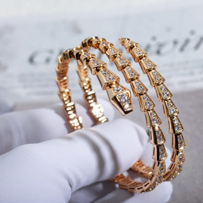 [Panda Jewelry]SERPENTI BRACELET PINK GOLD DIAMOND DOUBLE ROW