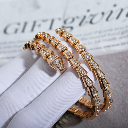 [Panda Jewelry]SERPENTI BRACELET PINK GOLD DIAMOND DOUBLE ROW