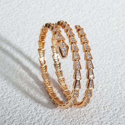 [Panda Jewelry]SERPENTI BRACELET PINK GOLD DIAMOND DOUBLE ROW