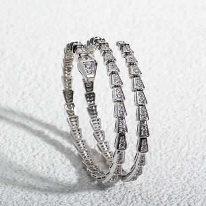 [Panda Jewelry]SERPENTI BRACELET SILVER DIAMOND DOUBLE ROW