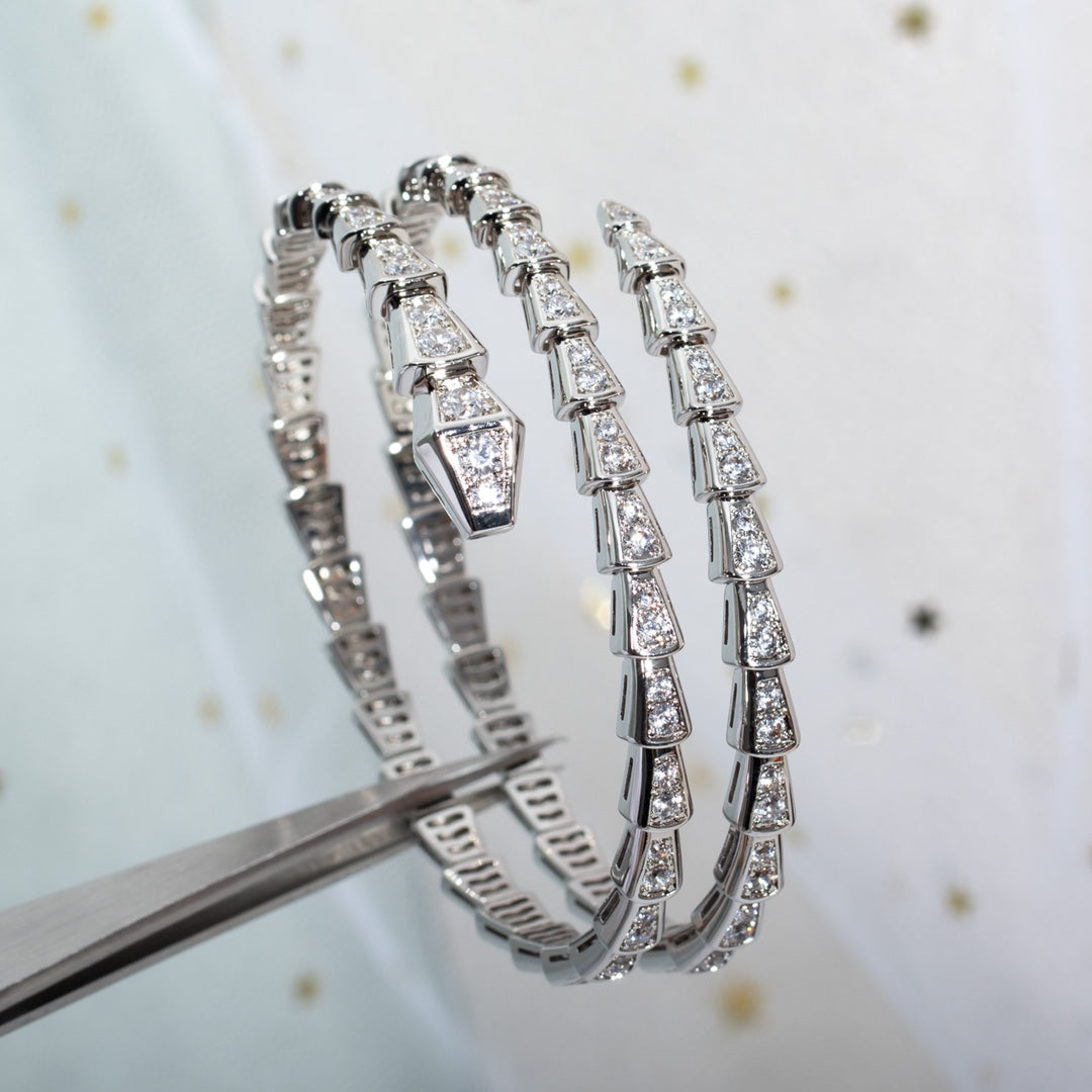 [Panda Jewelry]SERPENTI BRACELET SILVER DIAMOND DOUBLE ROW