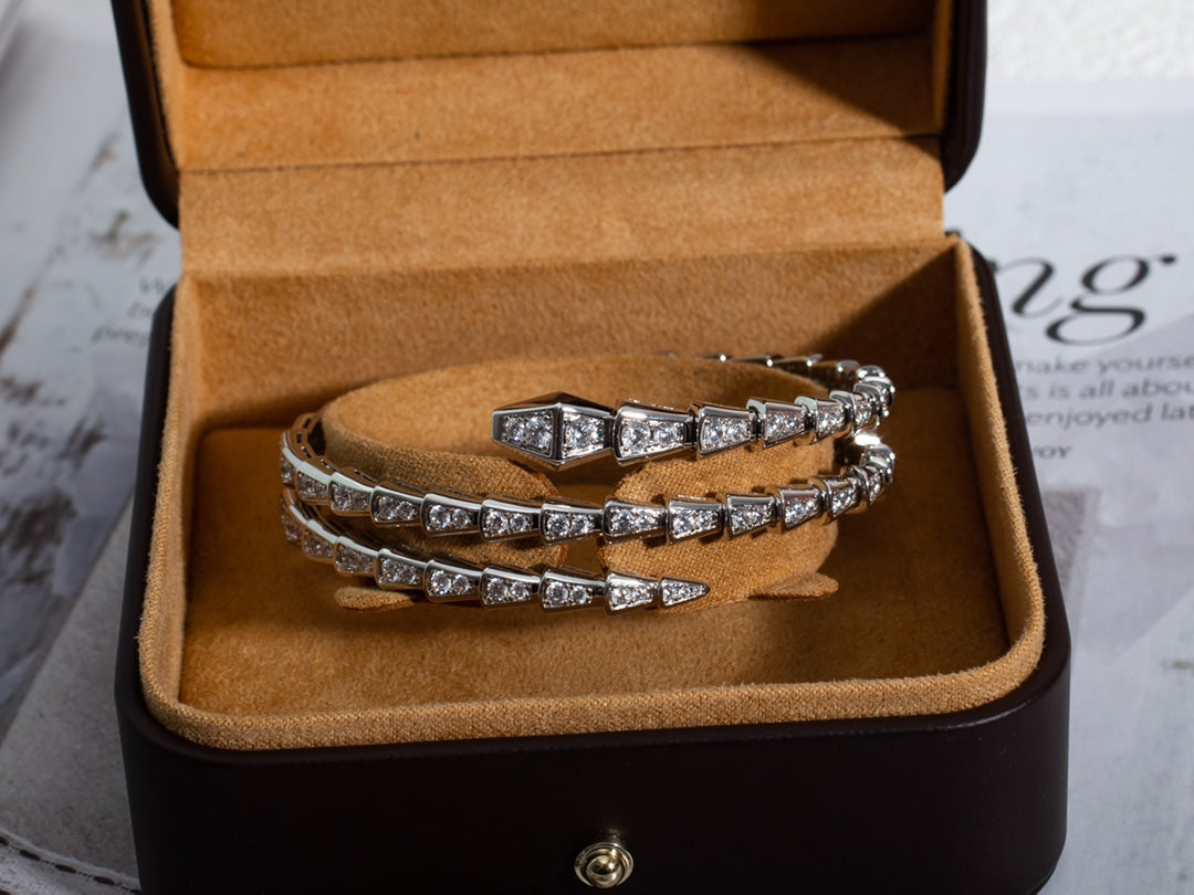 [Panda Jewelry]SERPENTI BRACELET SILVER DIAMOND DOUBLE ROW