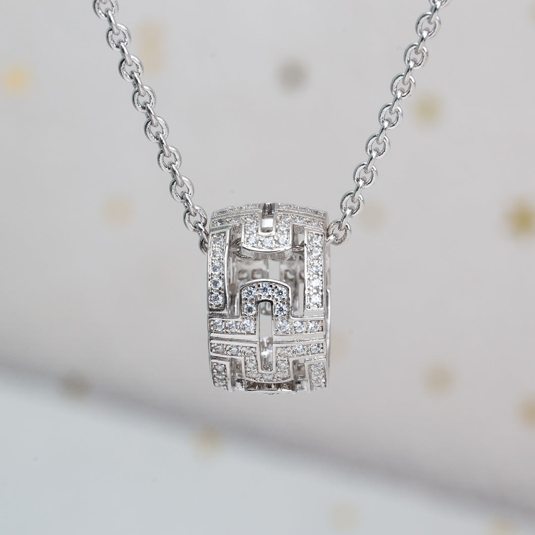 [Panda Jewelry]PARENTESI NECKLACE SILVER DIAMOND