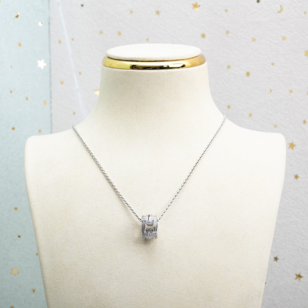 [Panda Jewelry]PARENTESI NECKLACE SILVER DIAMOND