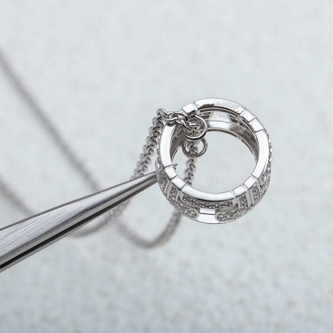 [Panda Jewelry]PARENTESI NECKLACE SILVER DIAMOND