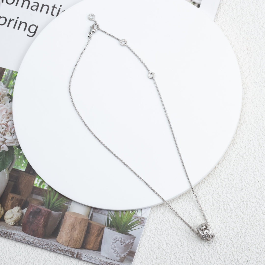 [Panda Jewelry]PARENTESI NECKLACE SILVER DIAMOND