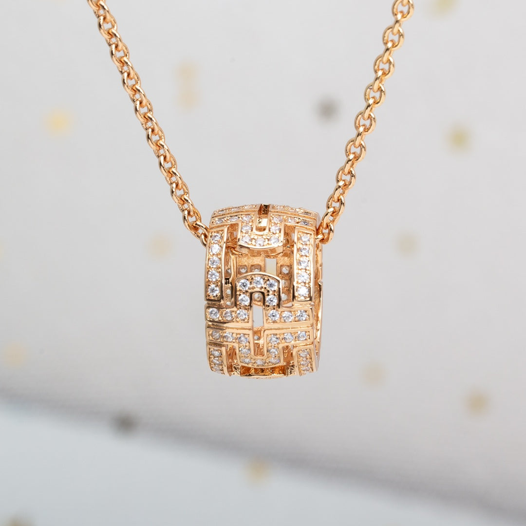[Panda Jewelry]PARENTESI NECKLACE PINK GOLD DIAMOND