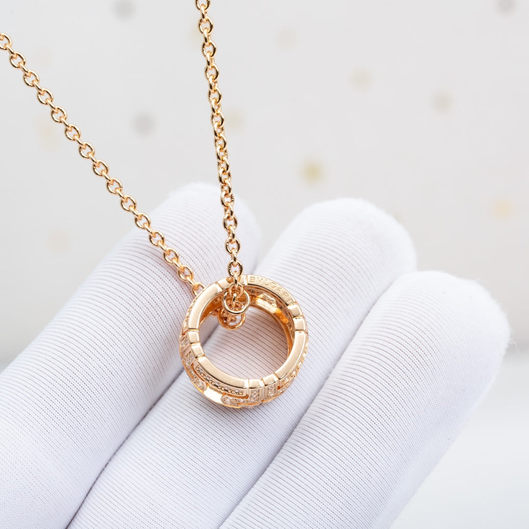 [Panda Jewelry]PARENTESI NECKLACE PINK GOLD DIAMOND