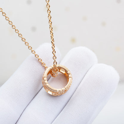 [Panda Jewelry]PARENTESI NECKLACE PINK GOLD DIAMOND