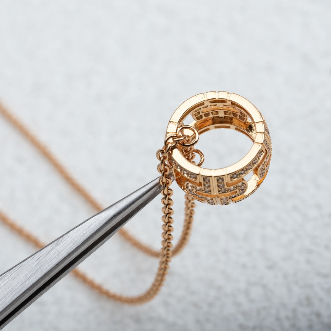 [Panda Jewelry]PARENTESI NECKLACE PINK GOLD DIAMOND