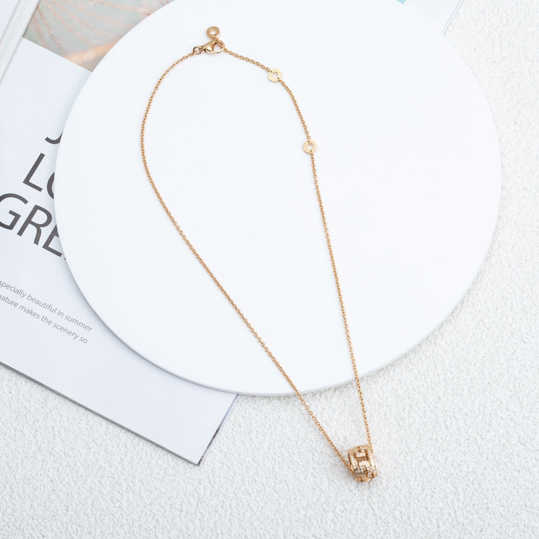 [Panda Jewelry]PARENTESI NECKLACE PINK GOLD DIAMOND