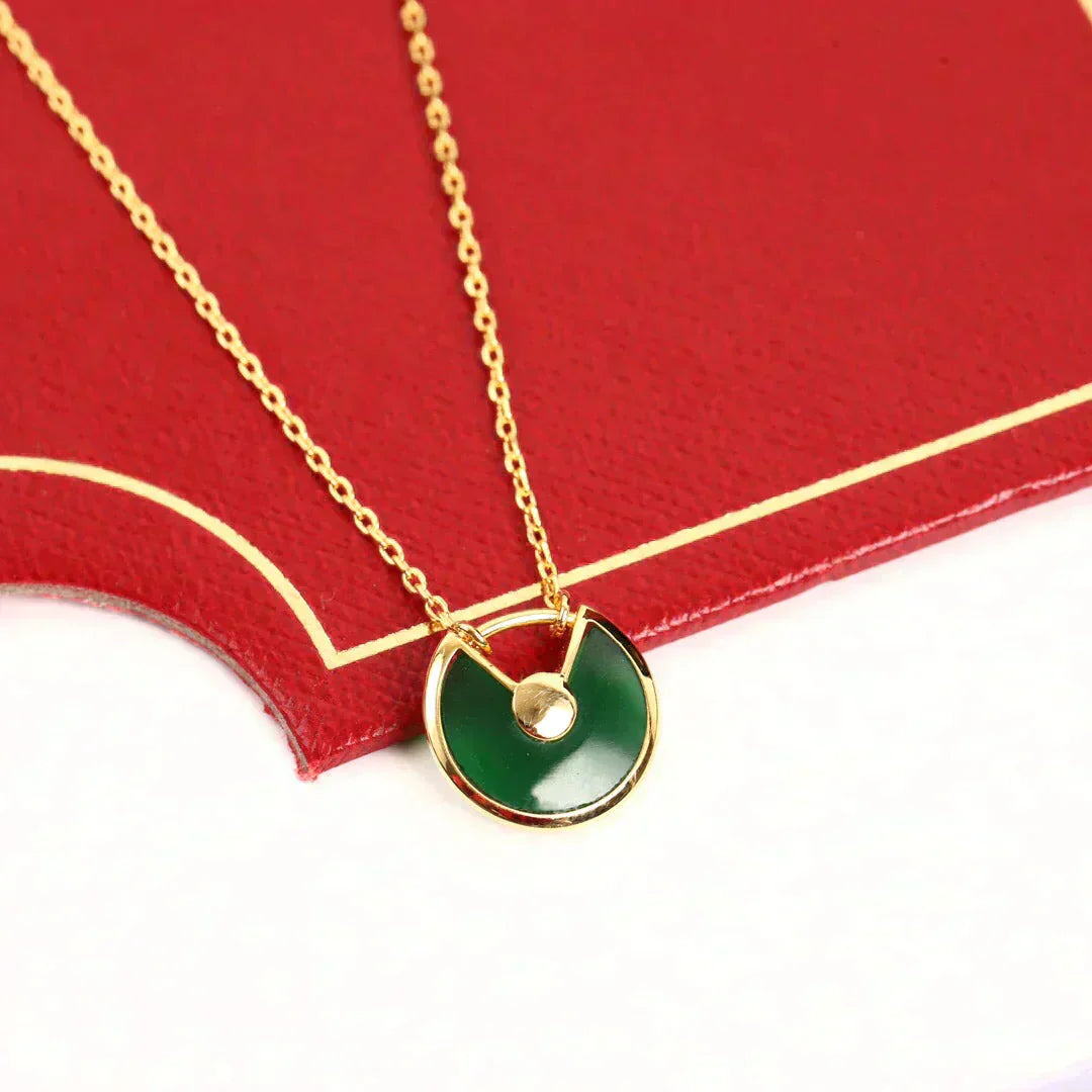 [Panda Jewelry]AMULETTE GOLD MALACHITE NECKLACE