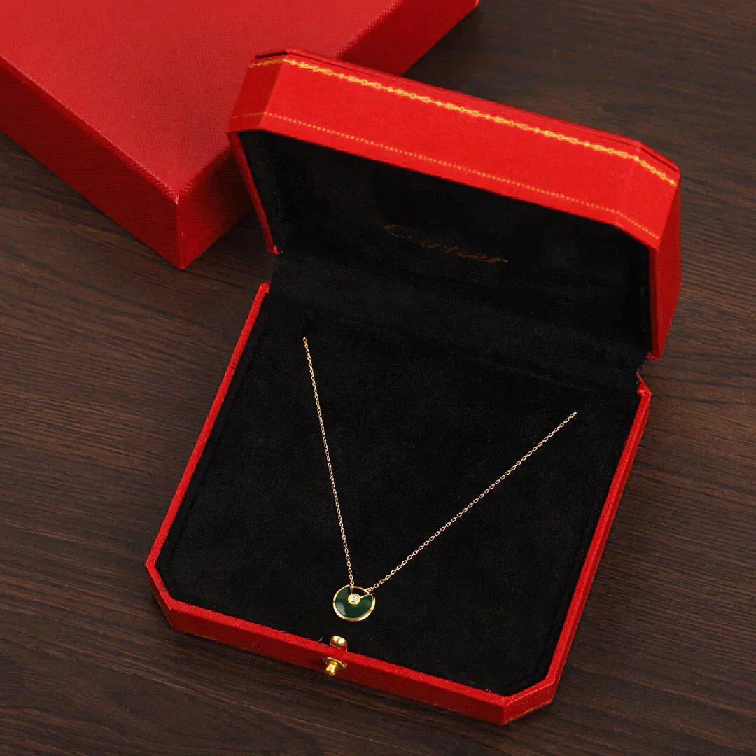 [Panda Jewelry]AMULETTE GOLD MALACHITE NECKLACE