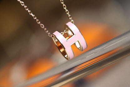 [Panda Jewelry]POP H PEDANT PINK GOLD