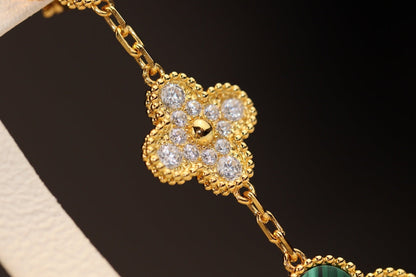 [Panda Jewelry]CLOVER EARRINGS GOLD MALACHITE DIAMOND 3 MOTIF