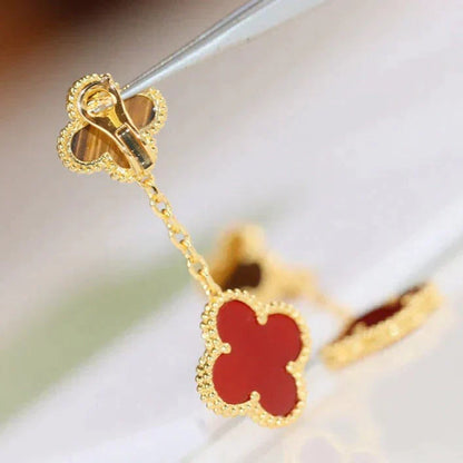 [Panda Jewelry]CLOVER  2 MOTIF  TIGER EYE CARNELIAN EARRINGS