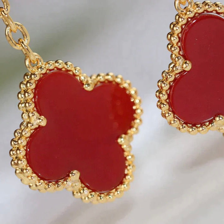 [Panda Jewelry]CLOVER  2 MOTIF  TIGER EYE CARNELIAN EARRINGS
