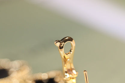 [Panda Jewelry]CLOVER EARRINGS GOLD ONYX MOP 3 MOTIF