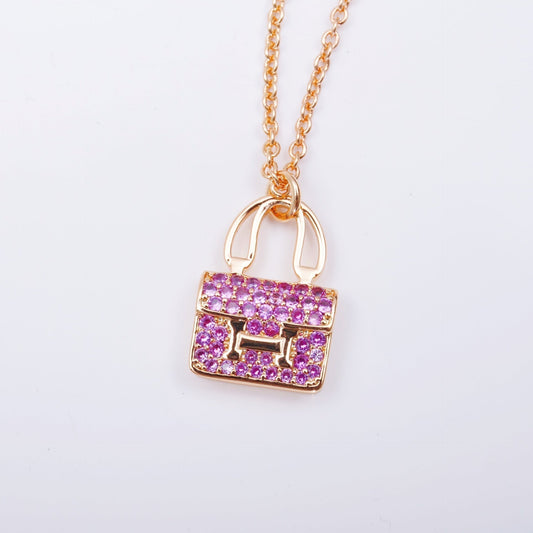 [Panda Jewelry]CONSTANCE PEDANT PURPLE DIAMOND NECKLACE