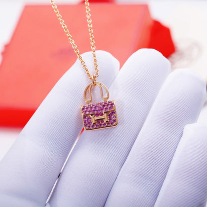 [Panda Jewelry]CONSTANCE PEDANT PURPLE DIAMOND NECKLACE