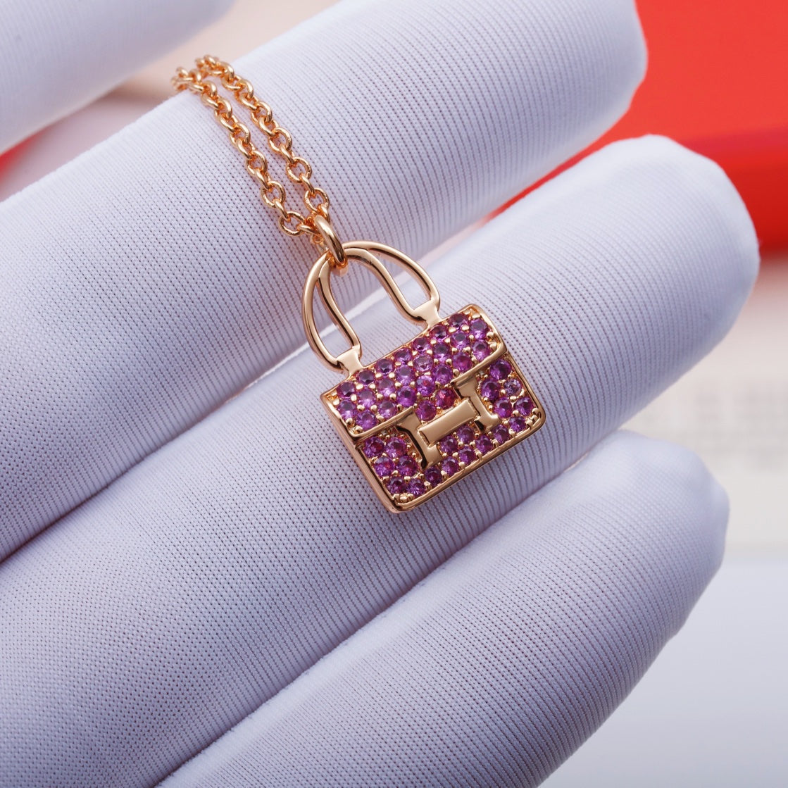[Panda Jewelry]CONSTANCE PEDANT PURPLE DIAMOND NECKLACE