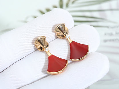 [Panda Jewelry]DREAM Carnelian PINK GOLD EARRINGS