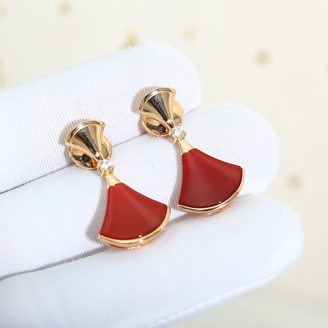 [Panda Jewelry]DREAM Carnelian PINK GOLD EARRINGS