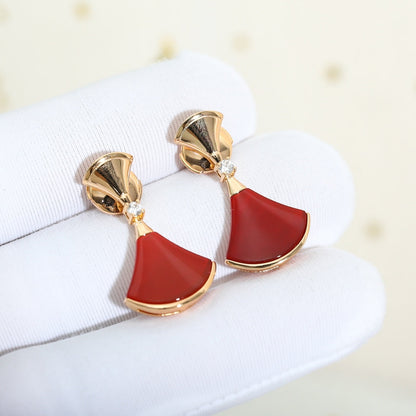 [Panda Jewelry]DREAM Carnelian PINK GOLD EARRINGS