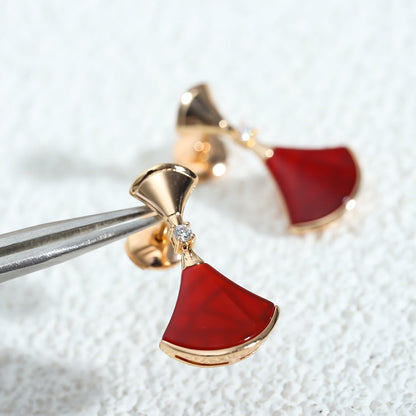 [Panda Jewelry]DREAM Carnelian PINK GOLD EARRINGS