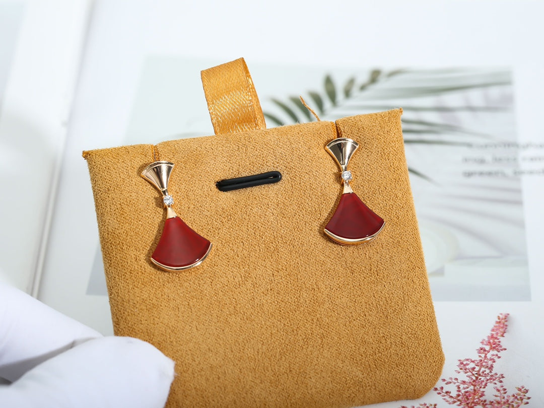 [Panda Jewelry]DREAM Carnelian PINK GOLD EARRINGS