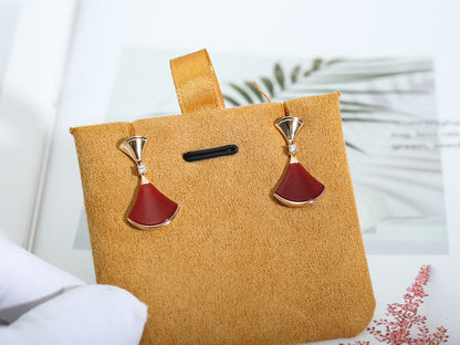 [Panda Jewelry]DREAM Carnelian PINK GOLD EARRINGS