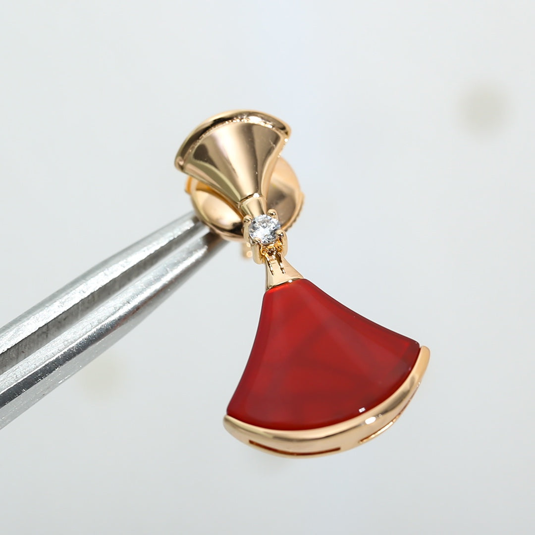 [Panda Jewelry]DREAM Carnelian PINK GOLD EARRINGS