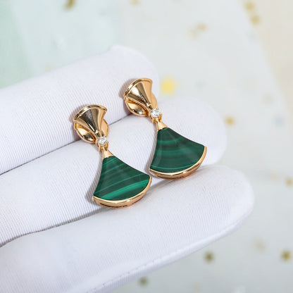 [Panda Jewelry]DREAM MALACHITE PINK GOLD EARRINGS