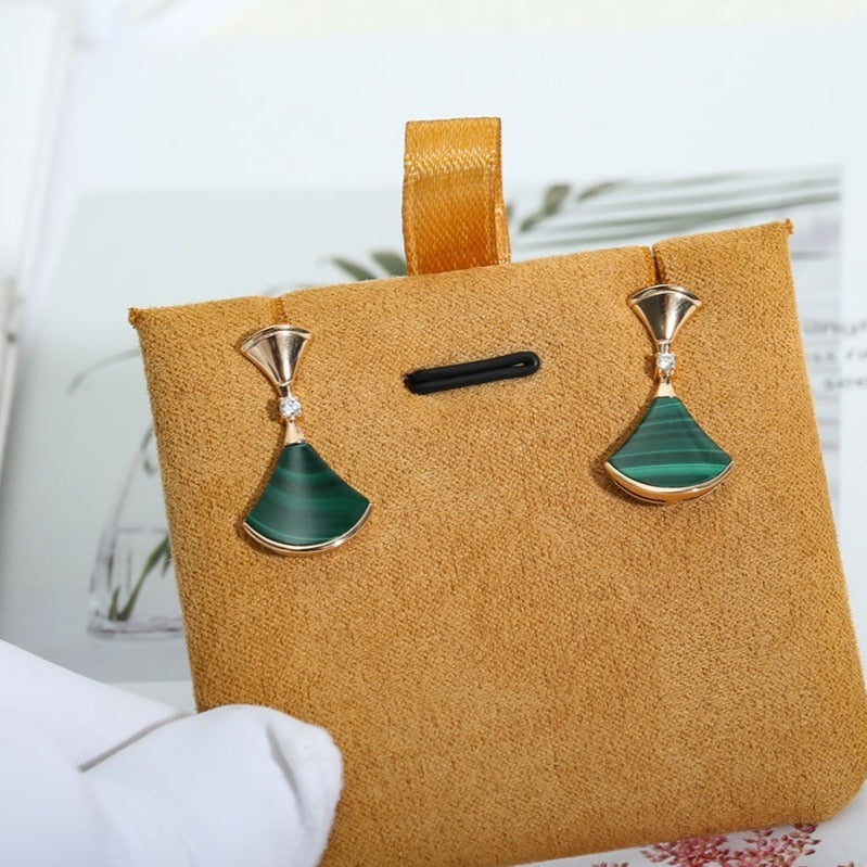 [Panda Jewelry]DREAM MALACHITE PINK GOLD EARRINGS