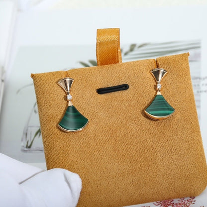 [Panda Jewelry]DREAM MALACHITE PINK GOLD EARRINGS
