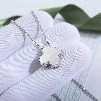 [Panda Jewelry]CLOVER  15MM DIAMOND LASER NECKLACE SILVER