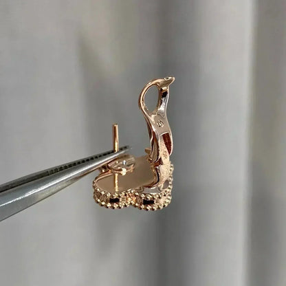 [Panda Jewelry]CLOVER MEDIUM 1 MOTIFS  PINK MOP DIAMOND EARRINGS