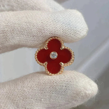 [Panda Jewelry]CLOVER MEDIUM 1 MOTIFS CARNELIAN  DIAMOND earrings