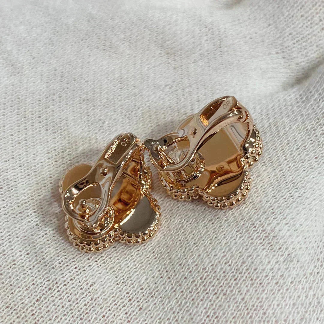 [Panda Jewelry]CLOVER MEDIUM 1 MOTIFS CARNELIAN  DIAMOND earrings