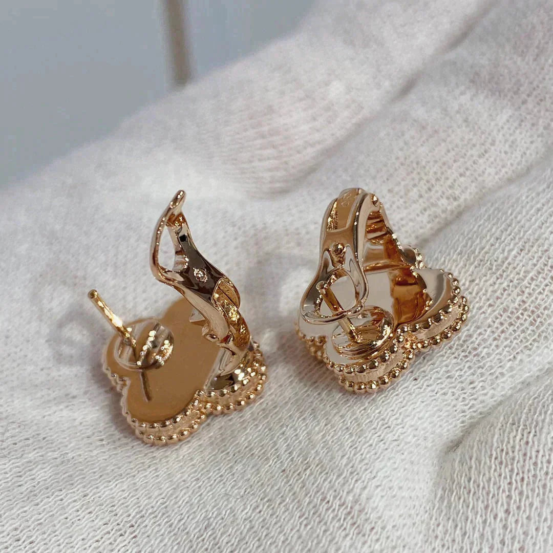 [Panda Jewelry]CLOVER MEDIUM 1 MOTIFS CARNELIAN  DIAMOND earrings