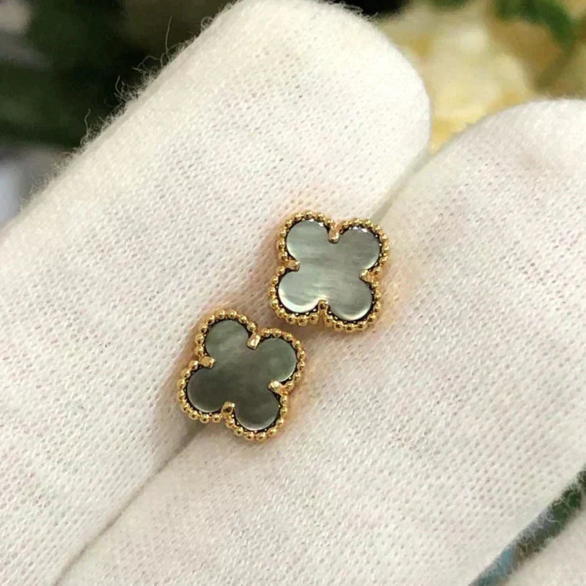[Panda Jewelry]CLOVER MINI 9.5MM GRAY MOP EARRINGS