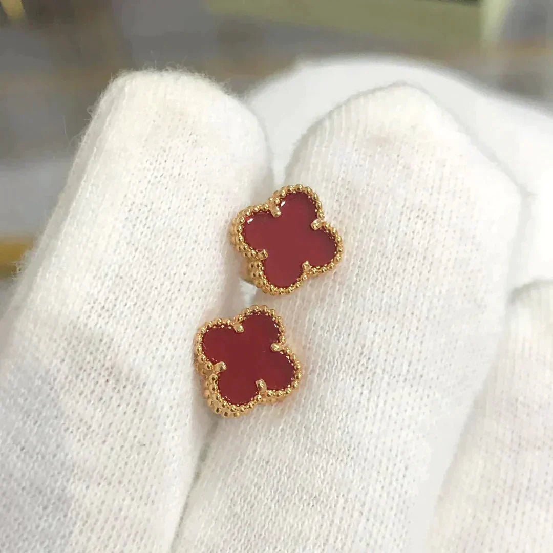 [Panda Jewelry]CLOVER MINI 9.5MM CARNELIAN EARRINGS